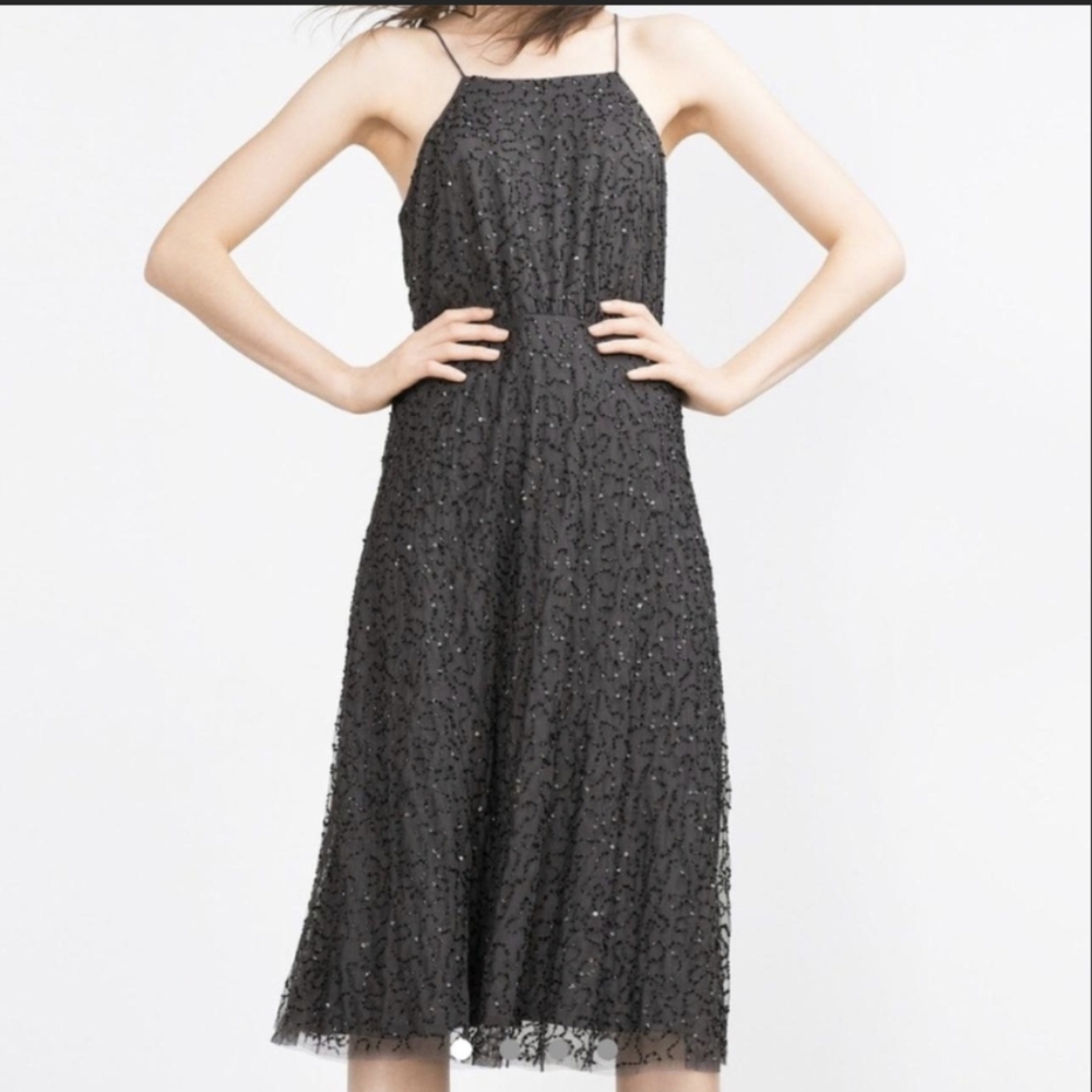 NWT elegant Zara Sequin Halter Dress ✨